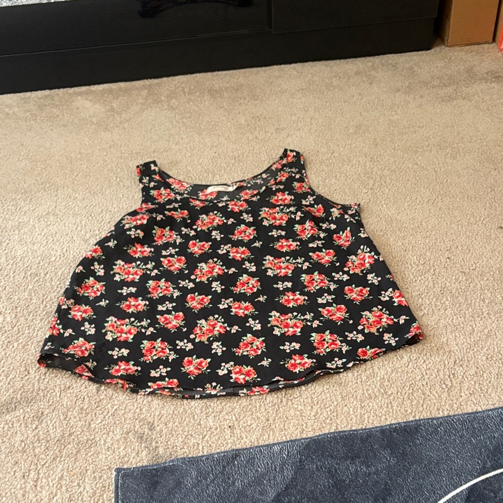 Faded Glory Black Floral Blouse